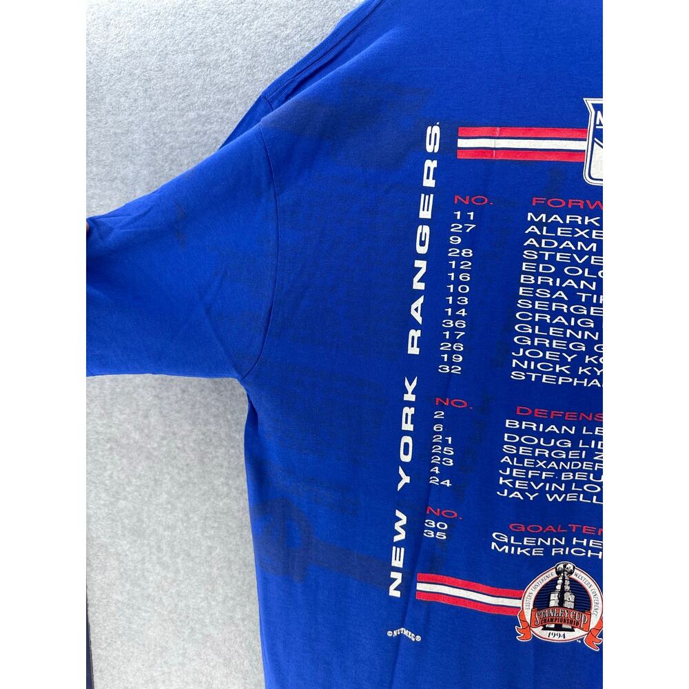 Nutmeg Mills Unisex XL VTG NWT Stanley Cup Champ Shirt 1994 New York Rangers NHL - Picture 9 of 12